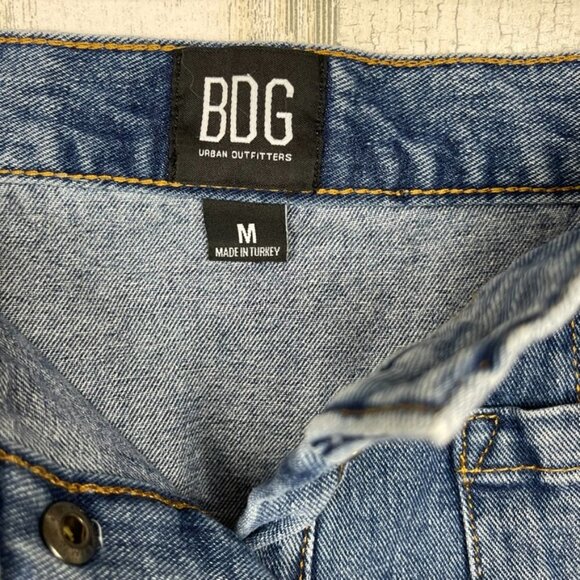 BDG Urban Outfitters denim mini skirt A line snap front blue size Medium - Picture 3 of 5